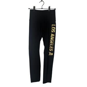 Lululemon x Soul Cycle Women 4 Align Black Gold Leggings High Rise Skull Cycling